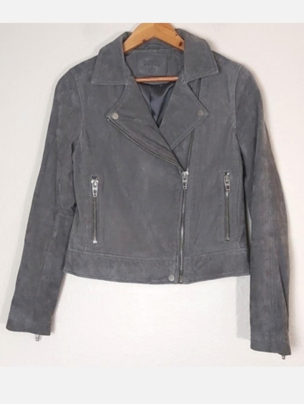 Blank NYC Leather Suede Moto Jacket Gray Size Small